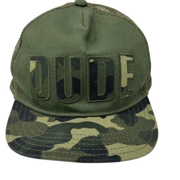 Crazy 8 Boys “DUDE” Camo Trucker Hat Green Mesh Adjustable Snapback Cap - Picture 5 of 7